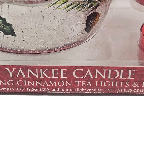 Yankee Candle Sparkling Cinnamon Tea Lights Holder Set Glass Christmas Holiday - Picture 4 of 10